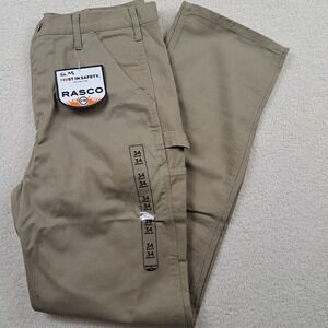 Rasco FR Duck Carpenter Pants Mens Size 34x34 Khaki Tan NFPA 2112